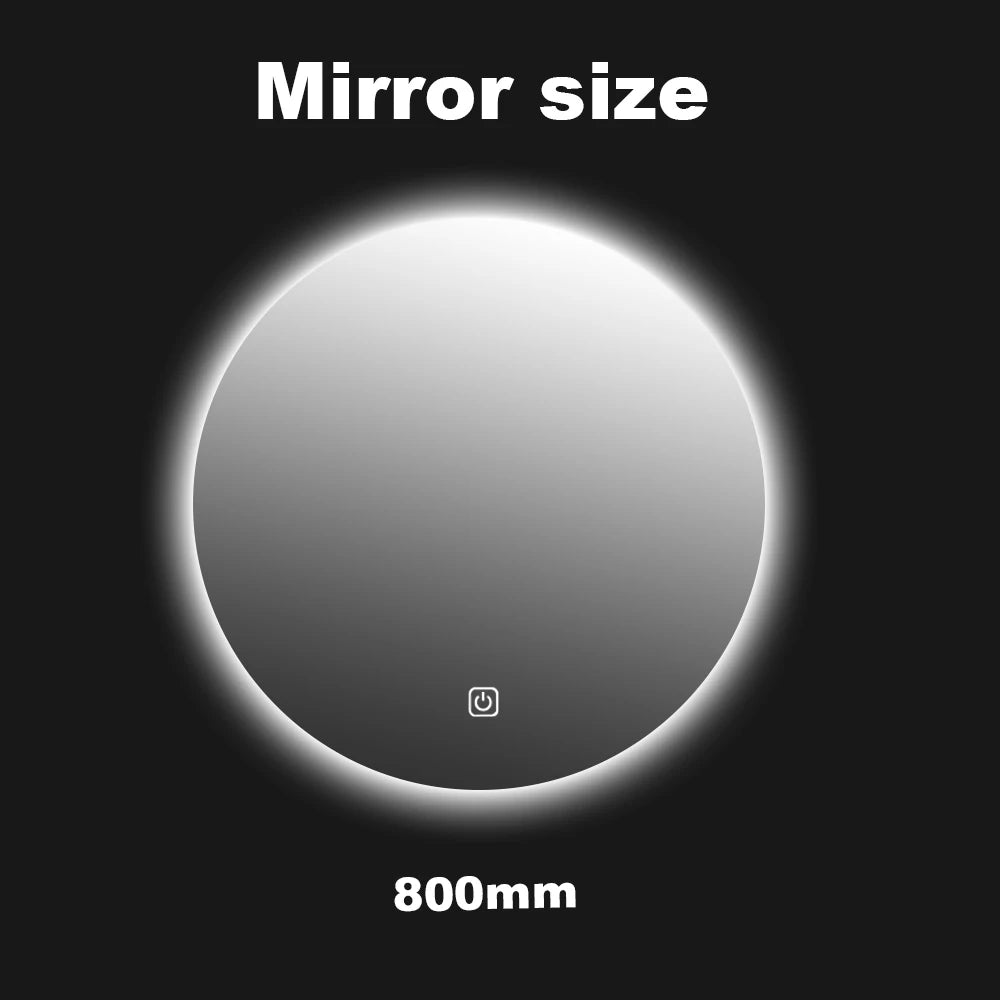 AuraGlow LED Round Bathroom Mirror