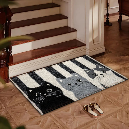 Striped Cartoon Cat Carpet