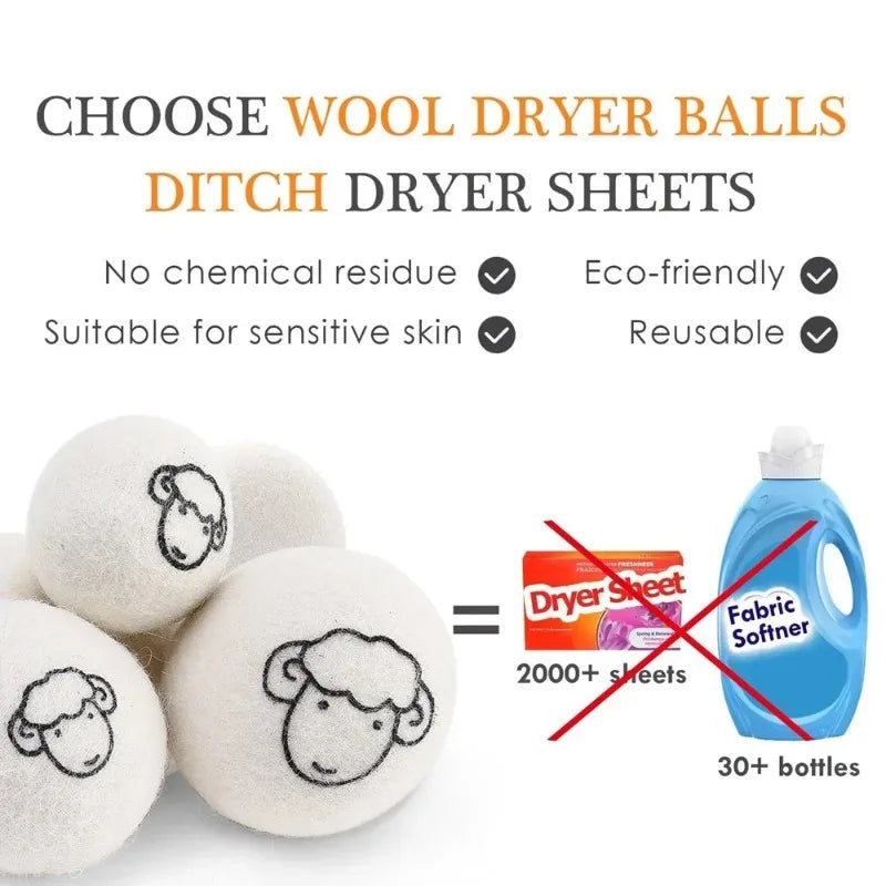 6pcs Eco-Friendly Wool Dryer Balls