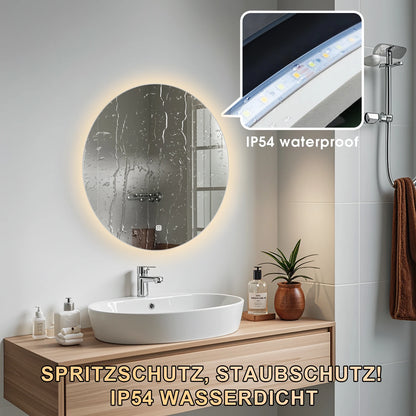 AuraGlow LED Round Bathroom Mirror