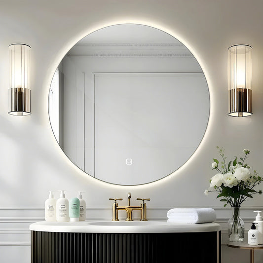 AuraGlow LED Round Bathroom Mirror