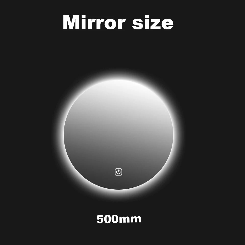 AuraGlow LED Round Bathroom Mirror