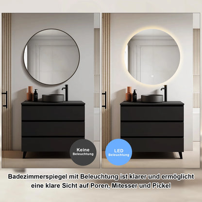 AuraGlow LED Round Bathroom Mirror